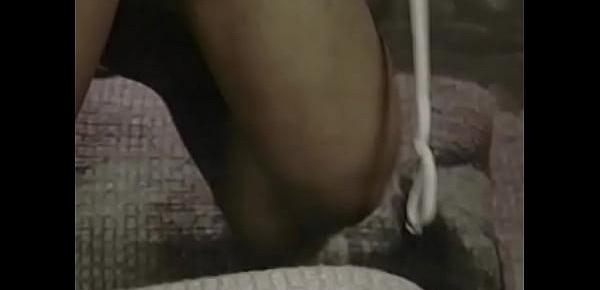  Big tits ebony slut taking hard dick on the white sofa in the hotel